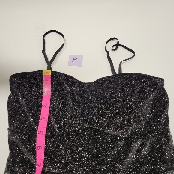 Sparkly Strapless Glitter Black Mini Dress Various Sizes S M L - Picture 8 of 16